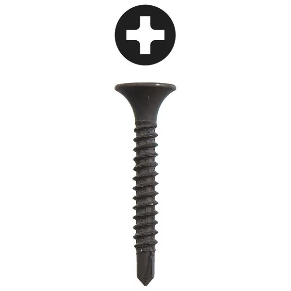 Drywall Screw, #6 x 2 in, Carbon Steel, Flat Head Phillips Drive, 100 PK, L.H. Dottie, Mfr#: DWSD62